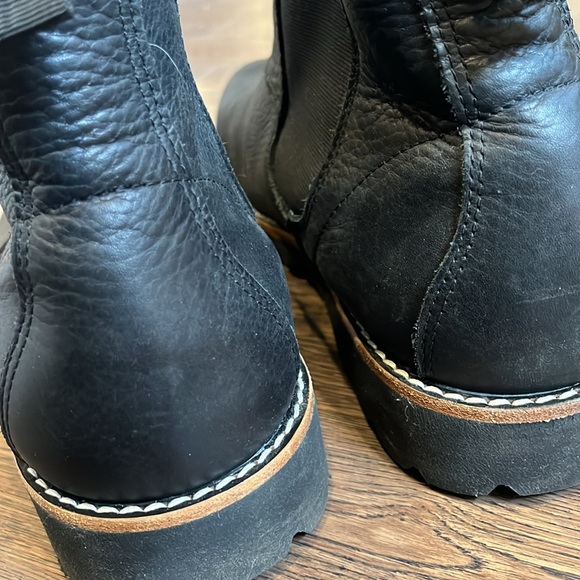 ROOTS SUPER-RARE SIZE 13 ANKLE BOOTS WITH ELASTIC SIDES PEBBLED BLACK LEATHER - Picture 7 of 9